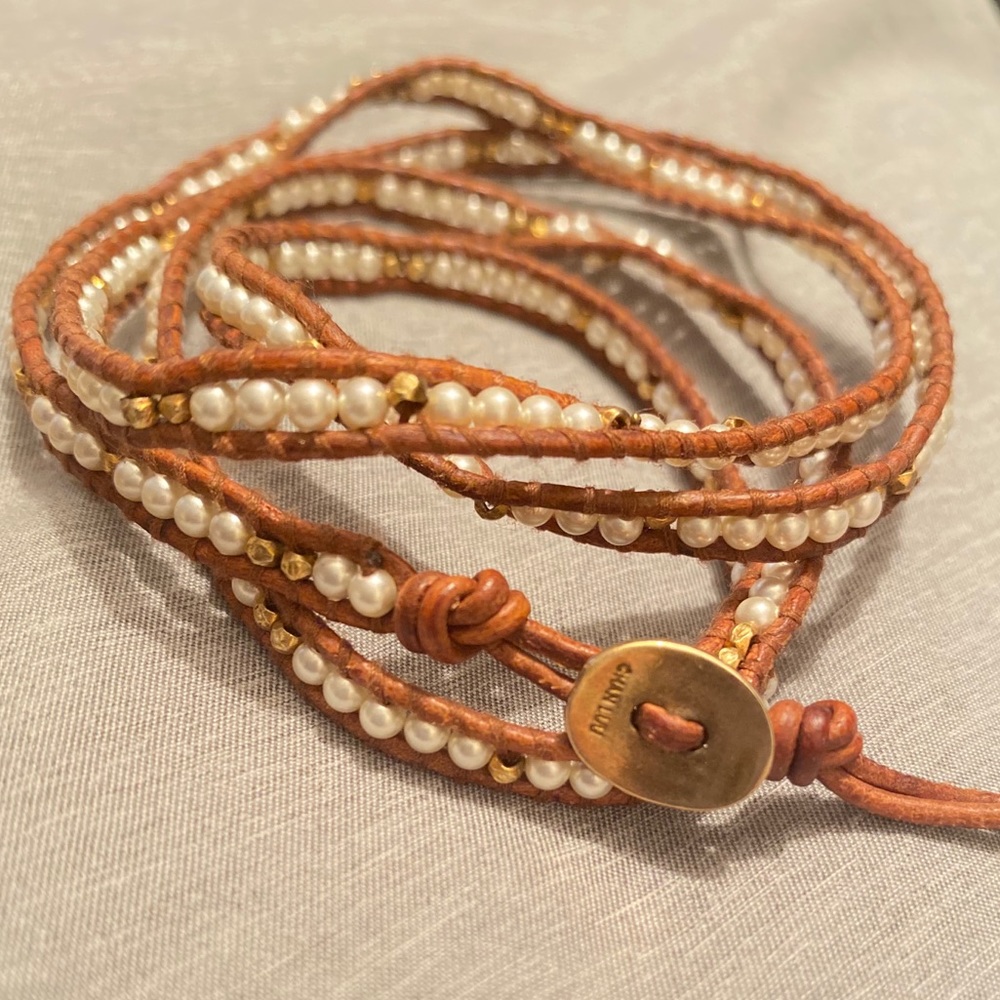 White Pearl Graduated Wrap Bracelet